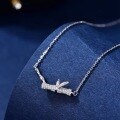wholesale S925 Sterling Silver Micro-Paved Bamboo Knot "You Are Enough" Necklace for Women, Light Luxury Elegant Temperament Chinese Style Collarbone Chain-0-1