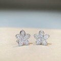 wholesale S925 Silver H-style Floral Earrings with Petal Studs, Full of Diamonds, Elegant and High-End Design, New Release-0-1