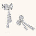 S925 Sterling Silver D-color Moissanite Bow Earrings-0-0