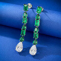 wholesale S925 Silver 1ct Green Nano Earrings 8*12-0-3