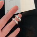 wholesale S925 silver layered inlaid stone ring for women, minimalist and niche luxury, trendy Japanese and Korean style-0-1