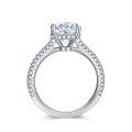 wholesale S925 Silver Plated 18k Classic Oval 3 Carat 8*10mm Full Moissanite Ring for Women Engagement Ring-0-4