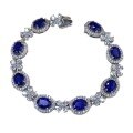 wholesale Sterling Silver New 6*8mm Simulated Sapphire Oval Royal Blue Bracelet for Women Fashion Versatile-0-4