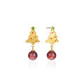 wholesale 【Ancient Method Gold】S925 Sterling Silver Christmas Tree Earrings for Women, French-style Silver Ear Hooks, Elegant and Unique Niche Ear Wholesale-0-4