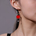 wholesale 925 silver freshwater pearl round earrings, red, fashionable and elegant, popular women's summer earrings,-0-1