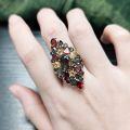 wholesale S925 Sterling Silver Luxury Gemstone Ring and Earrings Set with Natural Garnet and Crystal in Multicolored Jewelry-0-3