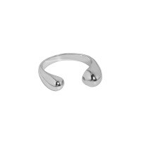 wholesale S925 Sterling Silver Korean Version Ins Minimalist Design Versatile Smooth Water Drop Textured Adjustable Open Ring for Women-Platinum [No. 13/Adjustable] Opening adjustable