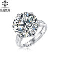 S925 Silver Moissanite Six-Claw Light Luxury Adjustable Ring-0-53