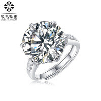S925 Silver Moissanite Six-Claw Light Luxury Adjustable Ring-R11514 Moissanite 10 carats