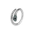 wholesale Silver-toned European and American serpent open-ring for women, minimalist style, niche aesthetic, edgy and bold, fashionable statement piece, adjustable index finger ring-0-4
