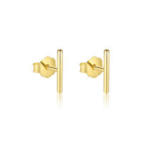 wholesale S925 Sterling Silver Minimalist Geometric Rose Earring Set for Women-E4690-Gold/Pair 10mm 925 Silver