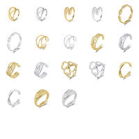 wholesale 925 Sterling Silver Three-Layer Interwoven Line Index Finger Ring for Women, Small and Unique Design, Minimalist Plain Band Pinky Ring-GAR03-14K-6 Opening adjustable