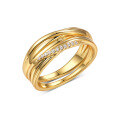 wholesale S925 Gold-plated Couple Rings with Stackable Circle Design, Minimalist Unisex Style, Popular for Men and Women-0-4