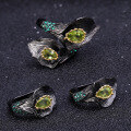wholesale S925 Sterling Silver Italian Craftsmanship Designer Earrings, High-End Jewelry with Natural Peridot Ear Studs-0-3
