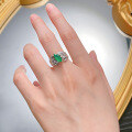 wholesale S925 Sterling Silver Simulated Emerald Marquise Leaf Ring for Women, Everyday Elegant Style-0-3