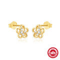 wholesale S925 Sterling Silver Five-Petal Flower Hollow-Out Delicate Commuter Versatile Stud Earrings-0-0