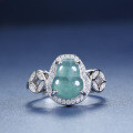 S925 Silver Wholesale Vermeil Blue Water Jadeite Gourd Ring-0-1