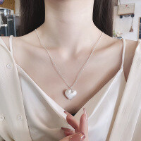 wholesale S925 Sterling Silver Korean Ins Minimalist Style Beaded Chain Mixed with Heart Pendant Simple Collarbone Necklace for Women-602L/approximately 8.1g 925 silver