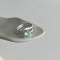 wholesale S925 Sterling Silver Hand-Knotted Single Diamond Ring for Women with Olive Green Multi-Faceted High Carbon Diamond and Paraiba Diamond-0-3