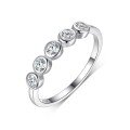 wholesale S925 Silver Moissanite Five-Stone Shared Prong Ring, Minimalist Design Women's Band Elegant Fashion Trend Unique-0-4
