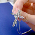 wholesale S925 Silver Cross Zircon Pendant Necklace, Mu Jing New Style European and American Foreign Trade Supply Source Factory Dropshipping-0-3