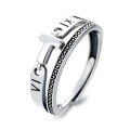 wholesale S925 Sterling Silver Trendy Street Style Double-Layer Hollow Roman Numeral T Accent Open Ring-0-4