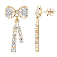 S925 Sterling Silver D-color Moissanite Bow Earrings-Style Z [Clearance Sale - Free Shipping] 925 Silver (K Gold)