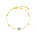 S925 Sterling Silver Moissanite Heart Bracelet, Simple and Versatile Jewelry for Women-0-5