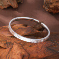 wholesale 990 Sterling Silver "Fú" Character Open Bangle Bracelet for Women, Engraved with Auspicious Words for Wealth and Joy, Pure Silver Gift for Girlfriend-0-3