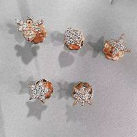 wholesale Rose gold plated 925 silver with high-carbon zirconia fashion versatile set earrings for women-Rose gold [E-0656]  925 silver