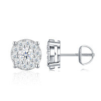 925 Sterling Silver Custom Butterfly Camellia Earrings, Trendy and Unique-E15065 Moissanite 4.5mm + 20 ear tips  925 Silver Screw Earbuds 6mm