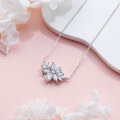 wholesale Metal: 925 Silver European and American Fashion High-End Petal Crystal Diamond Necklace, Luxury Ins Style Versatile Collarbone Chain-0-2