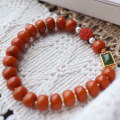 wholesale Metal material first, wholesale of natural aged amber approximately 9mm abacus bead bracelet with rich waxiness, paired with full-meat southern red peony flower chain-0-1