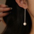 wholesale S925 Sterling Silver Designer Diliraba Same Style Full Diamond Pearl Fringe Earrings Long Drop Summer Fairy Earrings-0-2