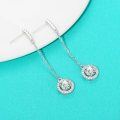 wholesale Metal Material: S925 Cross-border European and American Moissanite Diamond Long Elegant Tassel Earring Luxury Fashion Ear Thread Earrings Round Stud Earrings-0-2