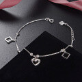 wholesale S925 Sterling Silver Zircon Heart Bead Anklet for Women, Minimalist and Elegant Beach Foot Chain Wholesale-0-1