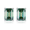wholesale 925 silver new jewelry 1ct VVS1 colored moissanite emerald cut earrings cross-border bestseller-0-1