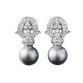 wholesale Metal: 925 Silver New style synthetic 11mm gray pearl earrings, vintage fashion, hot seller on TikTok-0-4
