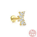 wholesale S925 Sterling Silver, 16G Flat Thread, Marquise Multi-Diamond Dragonfly Stud Earrings-0-13
