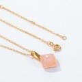 wholesale 925 silver Korean-style light luxury autumn and winter style pink crystal necklace, ins style minimalist and versatile pendant collarbone chain for women wholesale-0-2