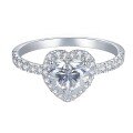 wholesale 18k Gold Plated Silver 7*7mm Heart Shape Full Moissanite Ring-0-0