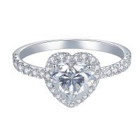wholesale 18k Gold Plated Silver 7*7mm Heart Shape Full Moissanite Ring-1.2+0.24 carats US size 7