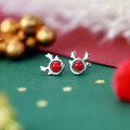 wholesale S925 Sterling Silver Yahee Korean-style Reindeer Antler Earrings for Women, Fashionable Christmas Forest-themed Minimalist Small Designer Stud Earrings-0-5
