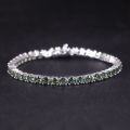 wholesale S925 Sterling Silver Light Luxury Green Gemstone Bracelet 3/4/5mm Tennis Chain with Lab-Grown Green Spinel for Women-0-0