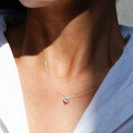 S925 Silver Invisible Fishline Pendant Necklace with Heart Moissanite-0-2