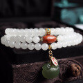 wholesale DIY Natural Hetian White Jade 6mm Multi-Strand Bracelet, Original White Jade Beaded Bracelet, Supports Re-inspection-0-0