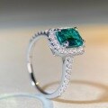 wholesale S925 Sterling Silver Square Emerald Ring for Women, Full CZ Pavé, Step-Cut Tower Ring Wholesale, CZ Band-0-2