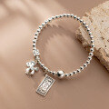 wholesale S925 Sterling Silver Taeyin Silver Bracelet for Women, Japanese and Korean Style Retro Banknote Small Wooden Horse Light Bead Smiling Hand Accessory S4986-0-2