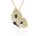 wholesale S925 silver designer topaz brooch pendant convertible butterfly series high-end natural sapphire necklace-0-7