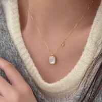 wholesale S925 Sterling Silver Black Agate Shell Necklace for Women, Spring New Arrival, Light Luxury Advanced Versatile Choker-Pure silver (gold color)